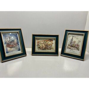 Vintage Set of 3 Jody Bergsma Signed 1981 Framed Prints Beautiful 1980's